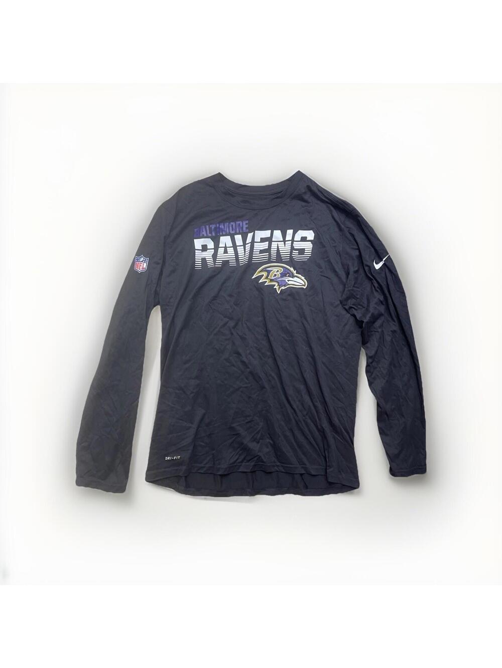 Nike Dri Fit Baltimore Ravens Long Sleeved NFL Training Equip Shirt Sz XL